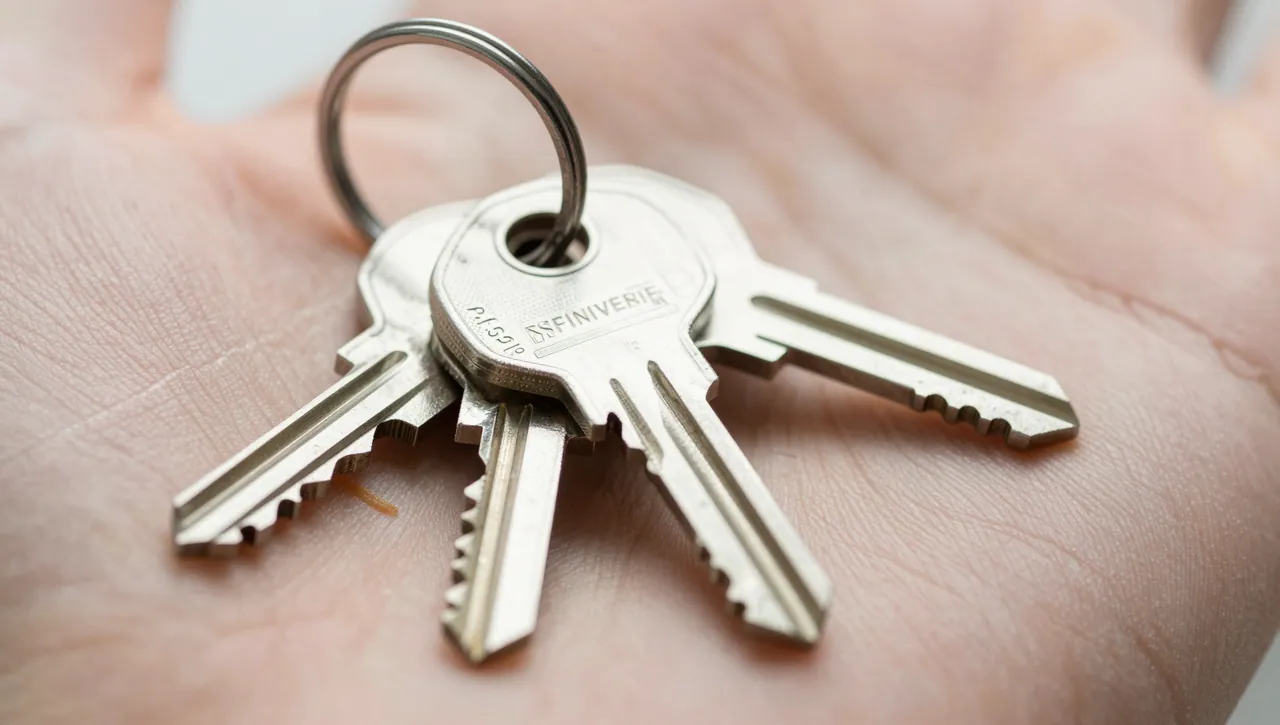 Schlüsselbund mit drei Schlüsseln in einer geöffneten Hand